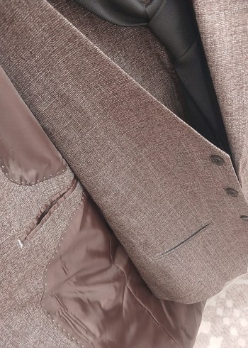 Düğmeli Kahverengi Erkek Takım Elbise - Görsel 6