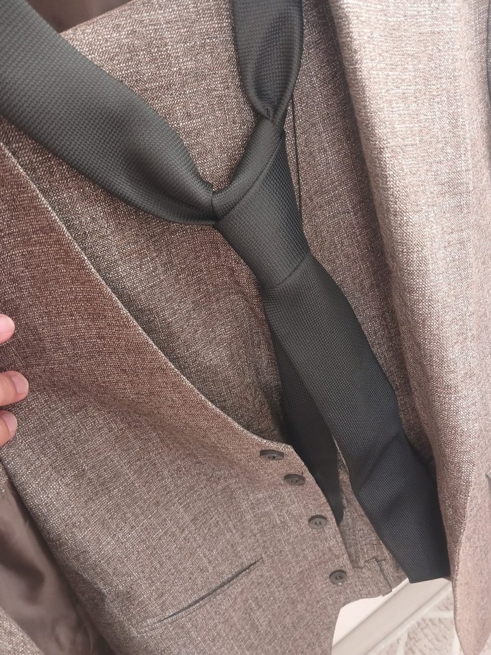 Düğmeli Kahverengi Erkek Takım Elbise - Görsel 4