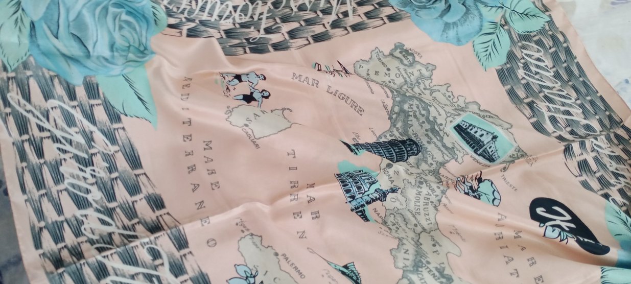 Bej Pastel Renkli İpek Şal - Görsel 2