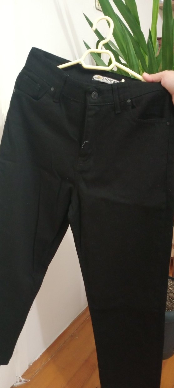 kadın Siyah Düğmeli bol Kesim Pantolon - Görsel 2