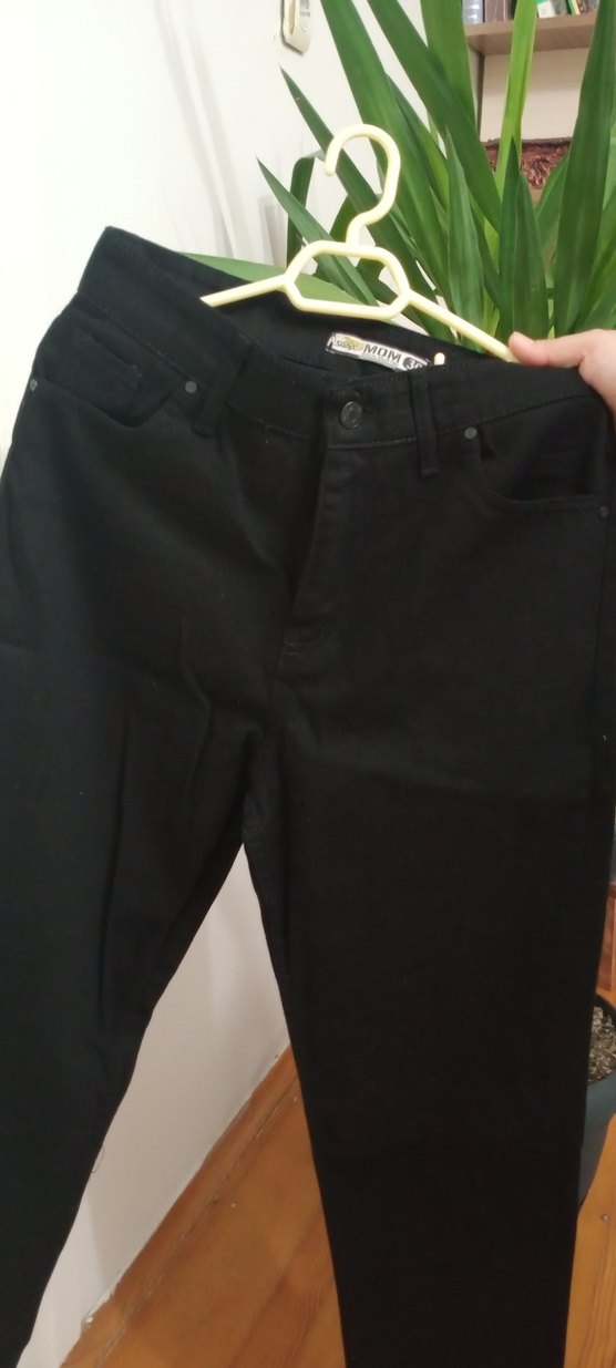 kadın Siyah Düğmeli bol Kesim Pantolon - Görsel 3