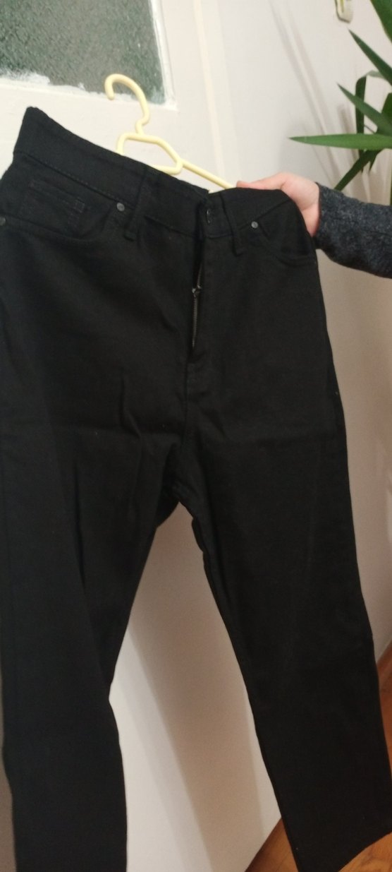 kadın Siyah Düğmeli bol Kesim Pantolon - Görsel 5