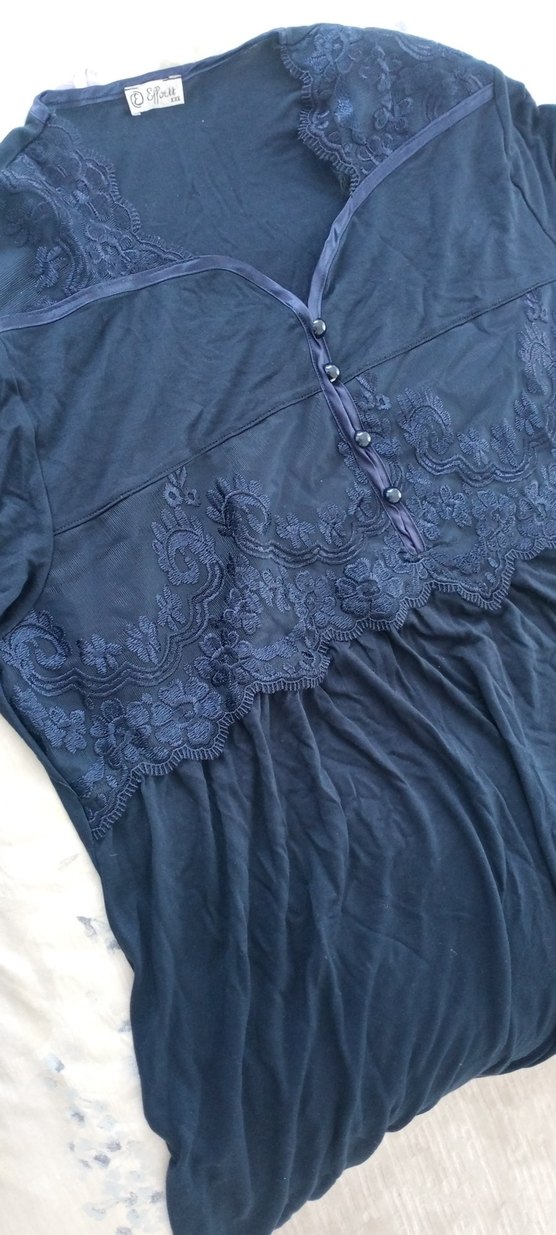 Lacivert V Yaka Uzun Kollu Hamile Gecelik - Görsel 2