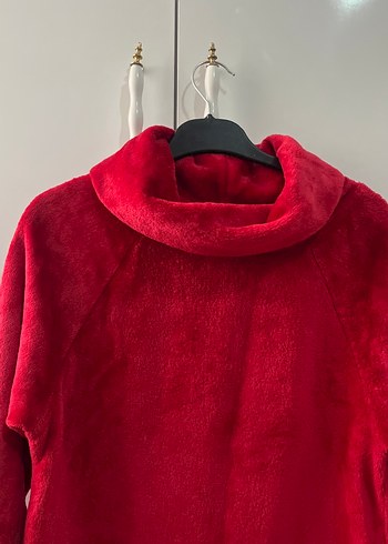 Kırmızı Kadın Yumuşak Yaka Sweatshirt - Görsel 3