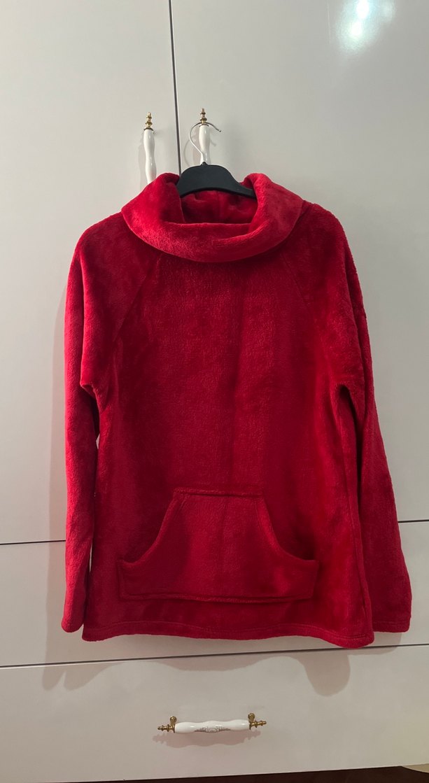 Kırmızı Kadın Yumuşak Yaka Sweatshirt - Görsel 2