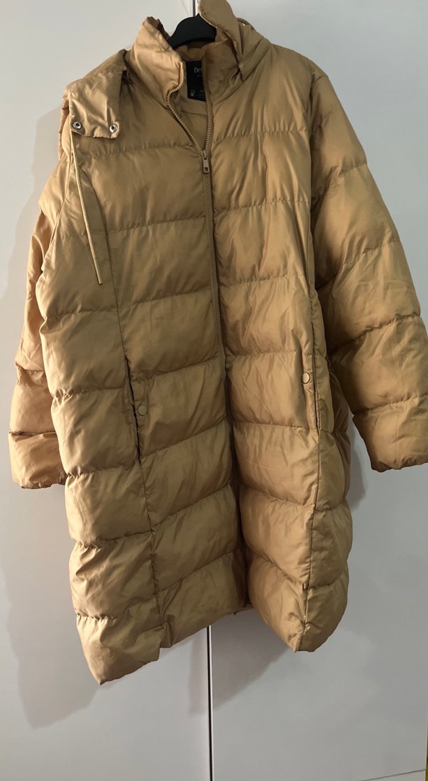 Bej Düğmeli Midi Kadın Kışlık Mont - Görsel 2