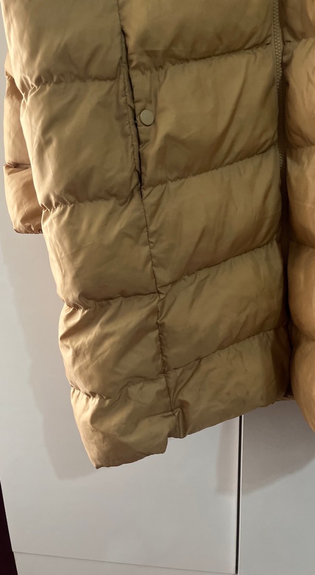 Bej Düğmeli Midi Kadın Kışlık Mont - Görsel 3