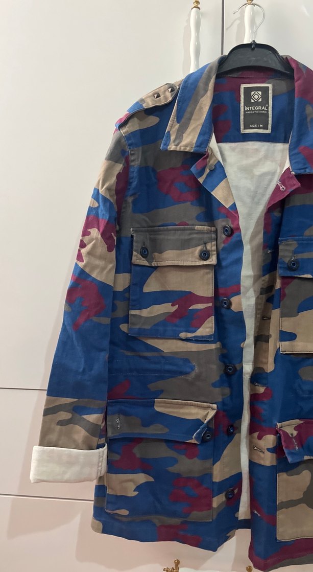 Kadın Çok Renkli Kamuflaj Düğmeli Ceket - Görsel 2