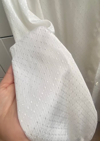 Kadın Beyaz Düğmeli Uzun Kollu Gömlek - Görsel 2