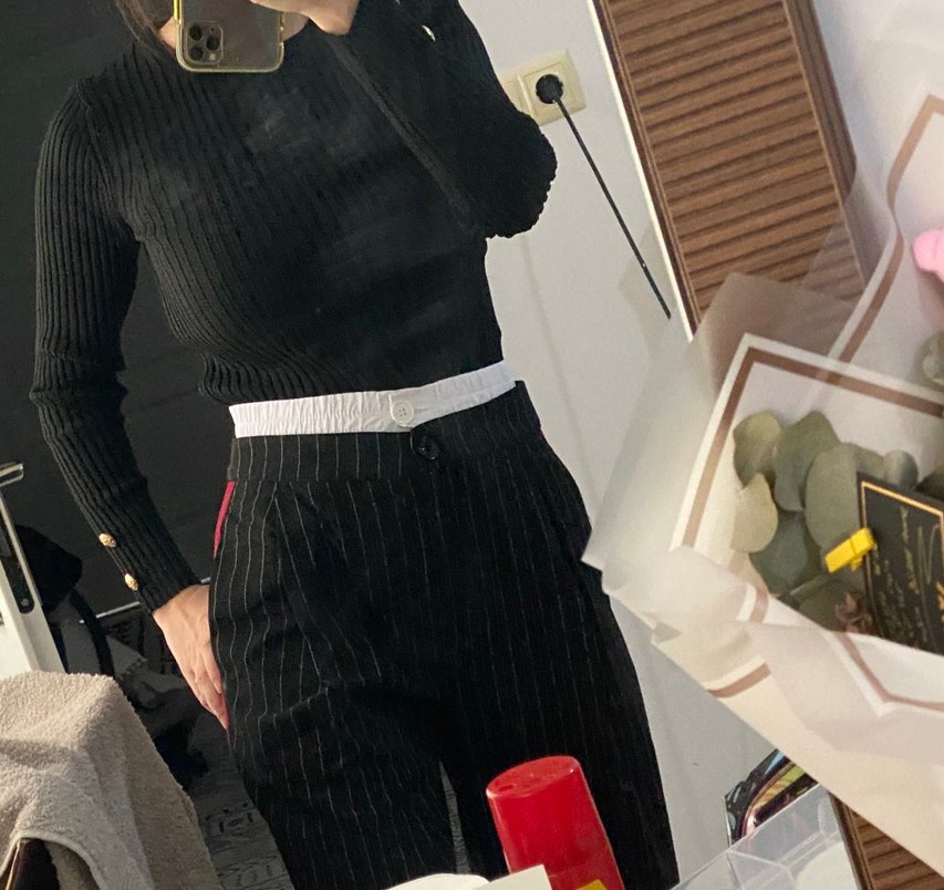 Kadın Siyah Pilili Kumaş Pantolon - Görsel 2