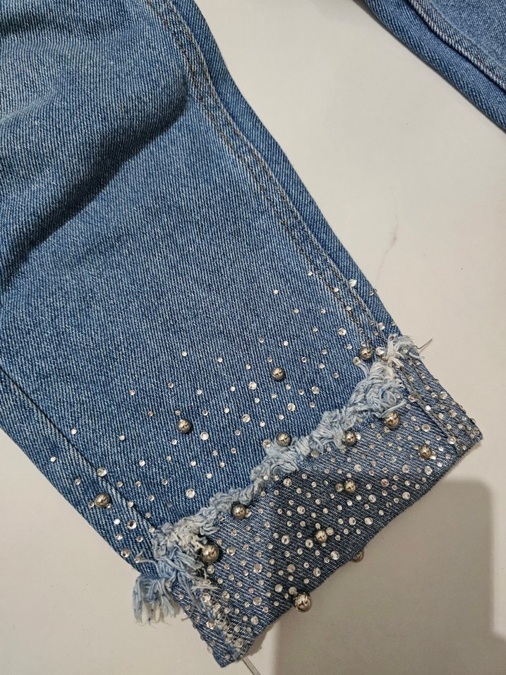 taşlı kadın Kot Pantolon - Görsel 5