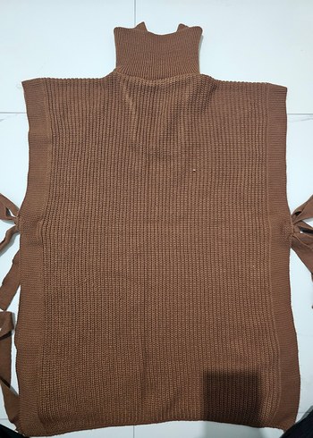 Kahverengi Yarım Fermuarlı Örgü Kolsuz Kazak - Görsel 3