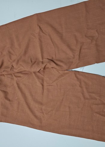 Bej Kemerli Midi Kadın Keten Pantolon - Görsel 3