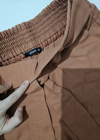 Bej Kemerli Midi Kadın Keten Pantolon - Görsel 2