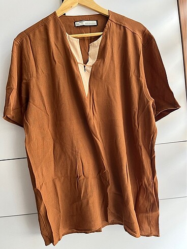Diğer Tarçın karamel rengi bohem bluz T-shirt