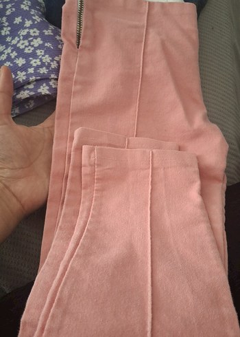 Pull and Bear Pembe keten çocuk Pantolon