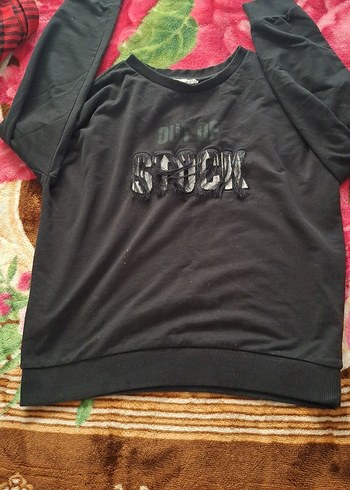 Siyah Payetli Kadın Sweatshirt