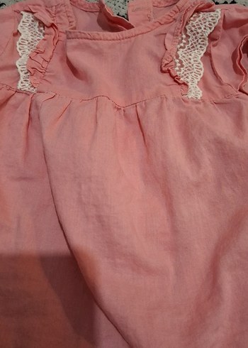 Kız Çocuk Dantelli Pembe gömlek - Görsel 3