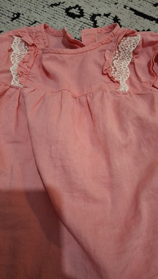 Kız Çocuk Dantelli Pembe gömlek - Görsel 3