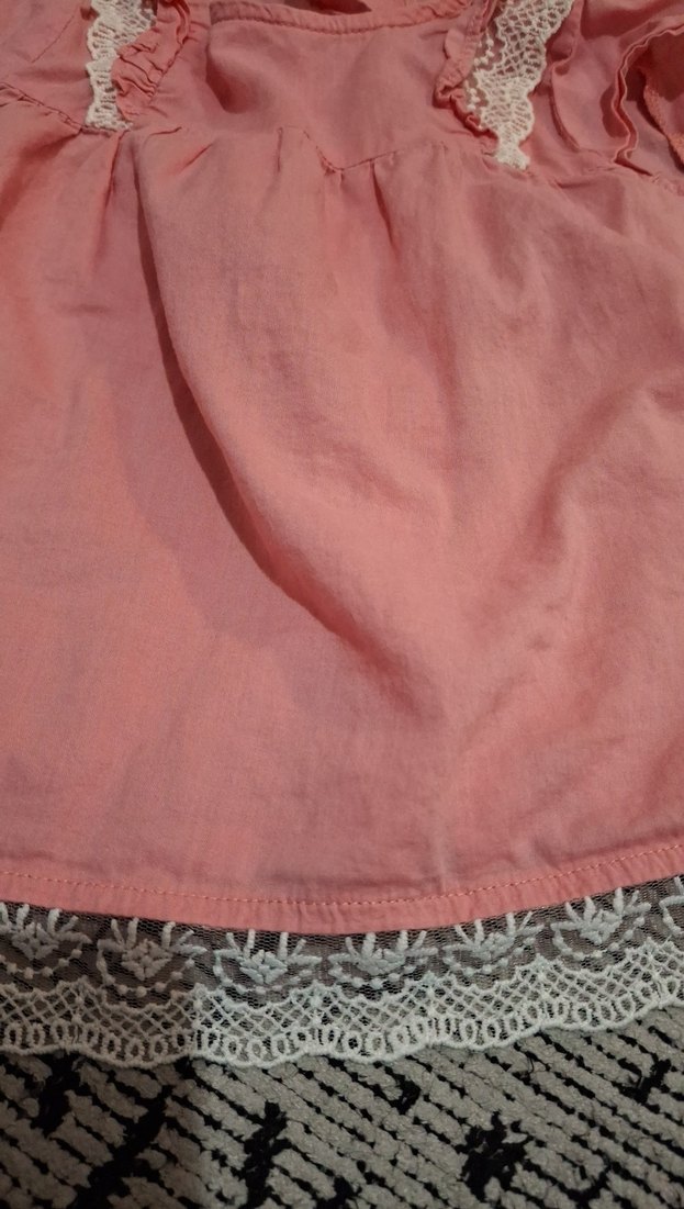 Kız Çocuk Dantelli Pembe gömlek - Görsel 2