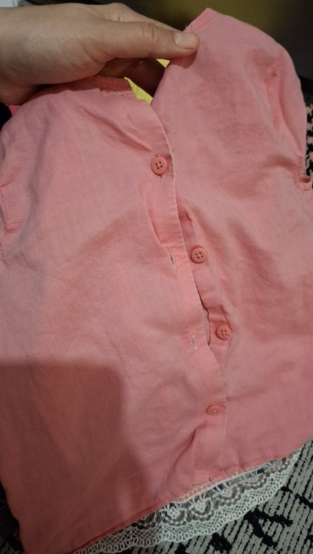 Kız Çocuk Dantelli Pembe gömlek - Görsel 4