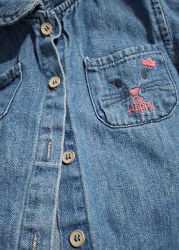 Kız Çocuk Kot Gömlek Düğmeli Uzun Kollu - Görsel 2