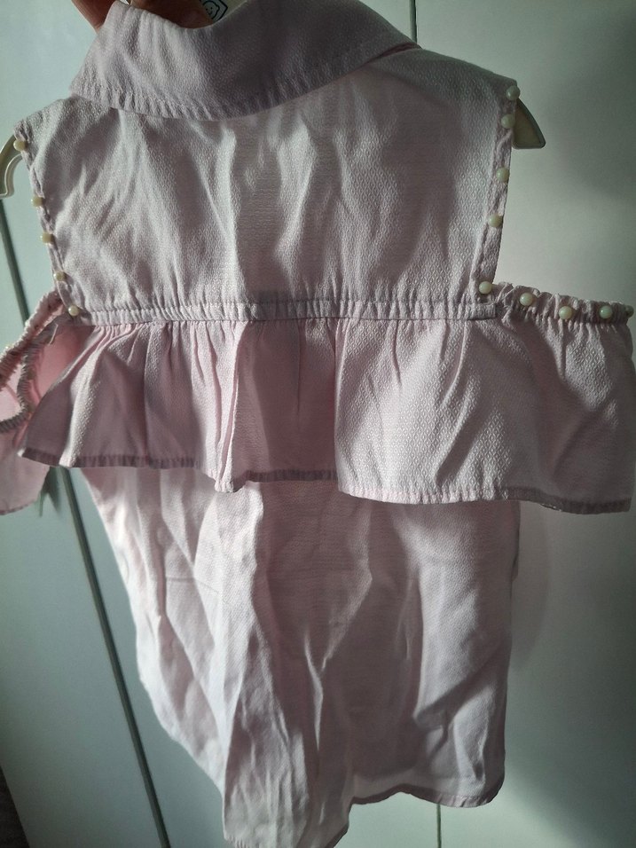 Kız Çocuk Pembe Kolsuz Yakalı gömlek - Görsel 4