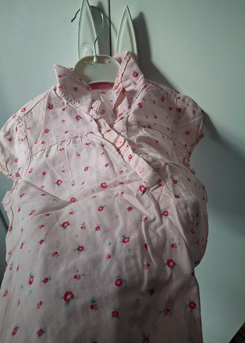 Kız Çocuk Pembe Çiçekli Kısa Kollu Gömlek - Görsel 2