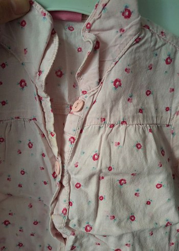 Kız Çocuk Pembe Çiçekli Kısa Kollu Gömlek - Görsel 5