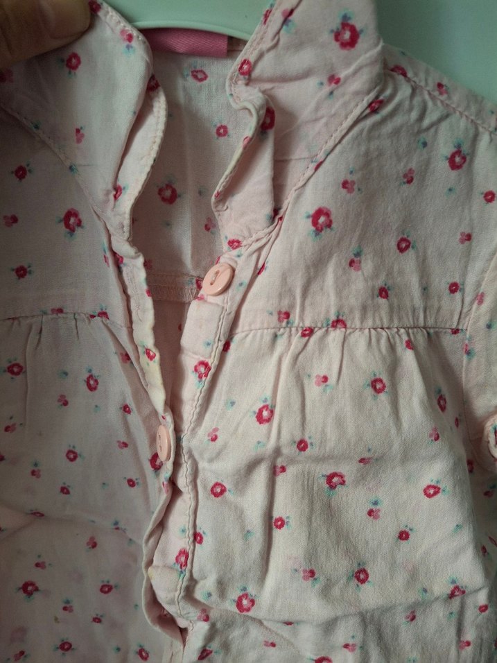 Kız Çocuk Pembe Çiçekli Kısa Kollu Gömlek - Görsel 5