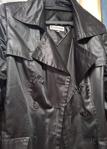 Siyah Deri Midi Kadın Trençkot - Görsel 7