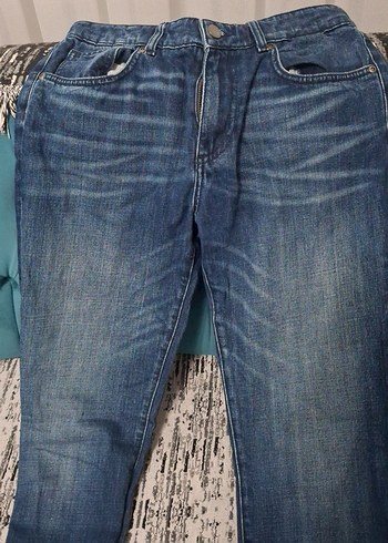 kadın Mavi Bol Kesim Denim Pantolon - Görsel 2