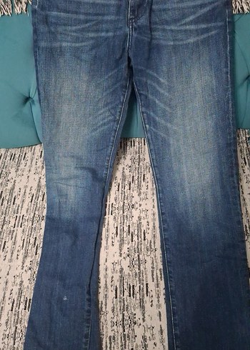 kadın Mavi Bol Kesim Denim Pantolon - Görsel 3