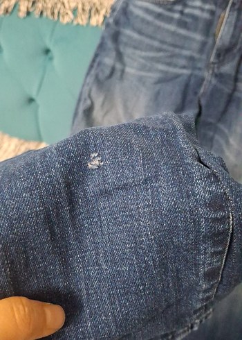 kadın Mavi Bol Kesim Denim Pantolon - Görsel 4