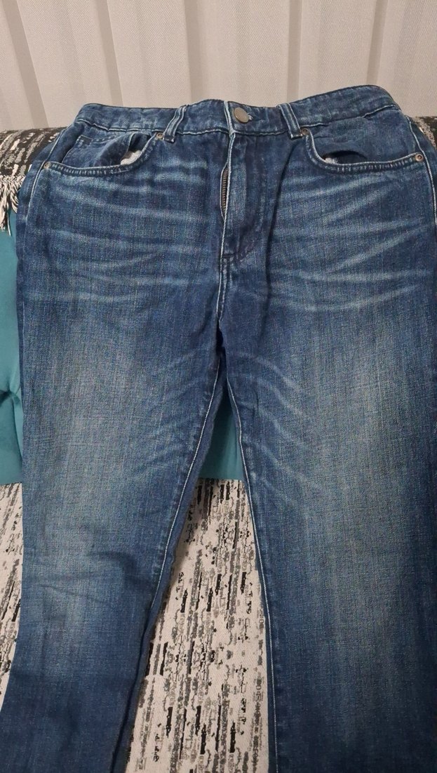 kadın Mavi Bol Kesim Denim Pantolon - Görsel 2