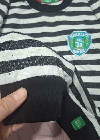 Gri Çizgili Erkek Çocuk Sweatshirt - Görsel 3