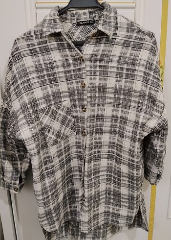 Gri Düğmeli Uzun Kollu Kadın Gömlek - Görsel 2