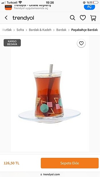 Beden çeşitli Renk Paşabahçe 12 parça çay seti