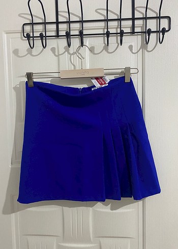 Mavi Pilili Mini Etek