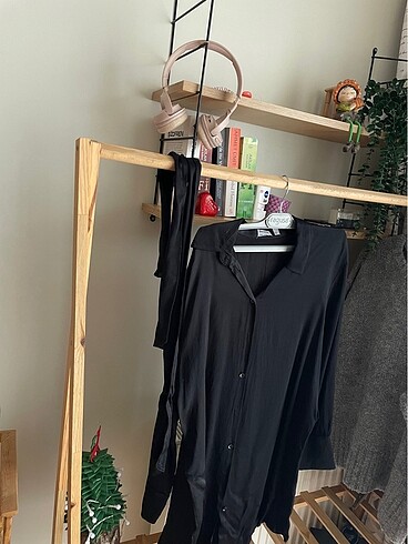 Bershka BERSHKA siyah saten elbise