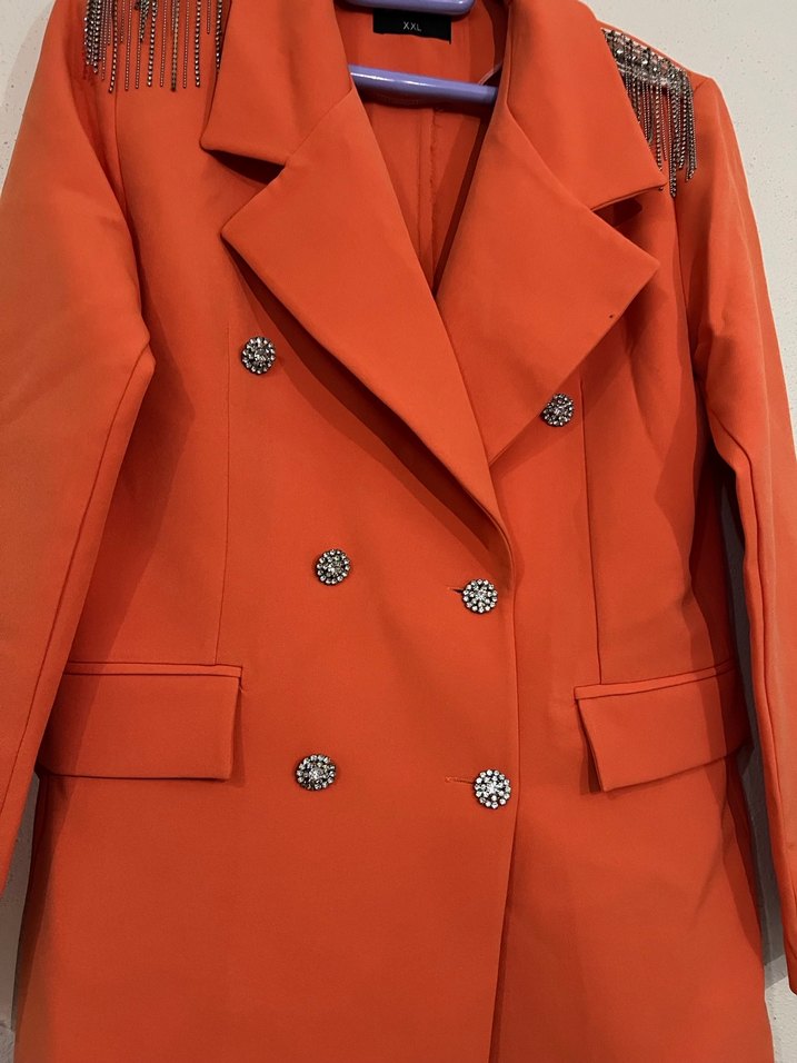 Nakışlı Uzun Kadın Blazer - Görsel 2