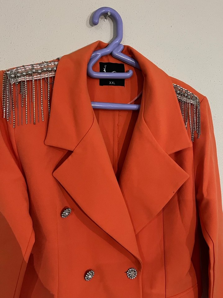 Nakışlı Uzun Kadın Blazer - Görsel 3