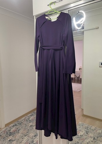 Mor Uzun Kollu Salaş Ofis Elbisesi - Görsel 2