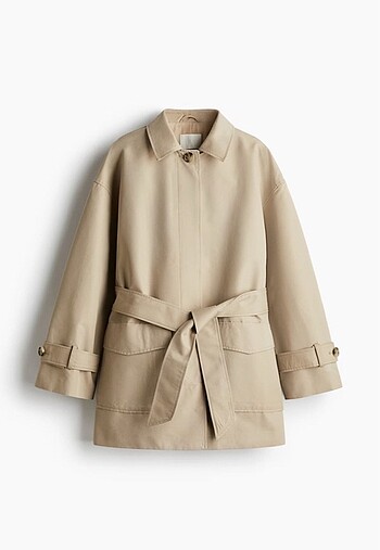 m Beden camel Renk H&M Kuşaklı Gabardin Ceket