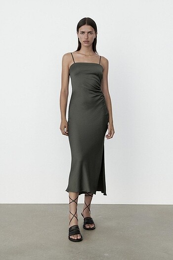 Zara Saten Midi Elbise
