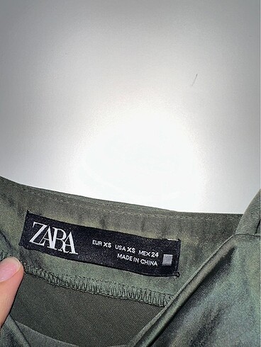 xs Beden haki Renk Zara Saten Midi Elbise