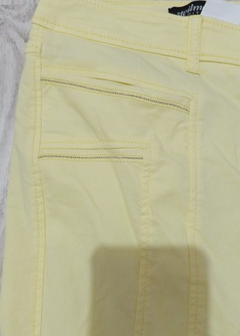 46 Beden Limon sarısı cep detaylı pantolon
