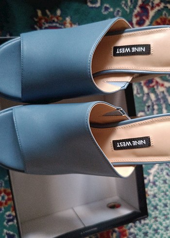 38 Beden mavi Renk Nine West Mavi Kadın Terlik Blok Topuk