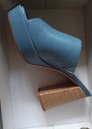 38 Beden Nine West Mavi Kadın Terlik Blok Topuk
