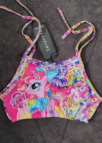Kız Çocuk Pembe Pony  Baskılı Bikini ve Çanta Seti - Görsel 3